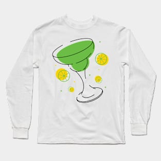 Margarita Lime Line Art Long Sleeve T-Shirt